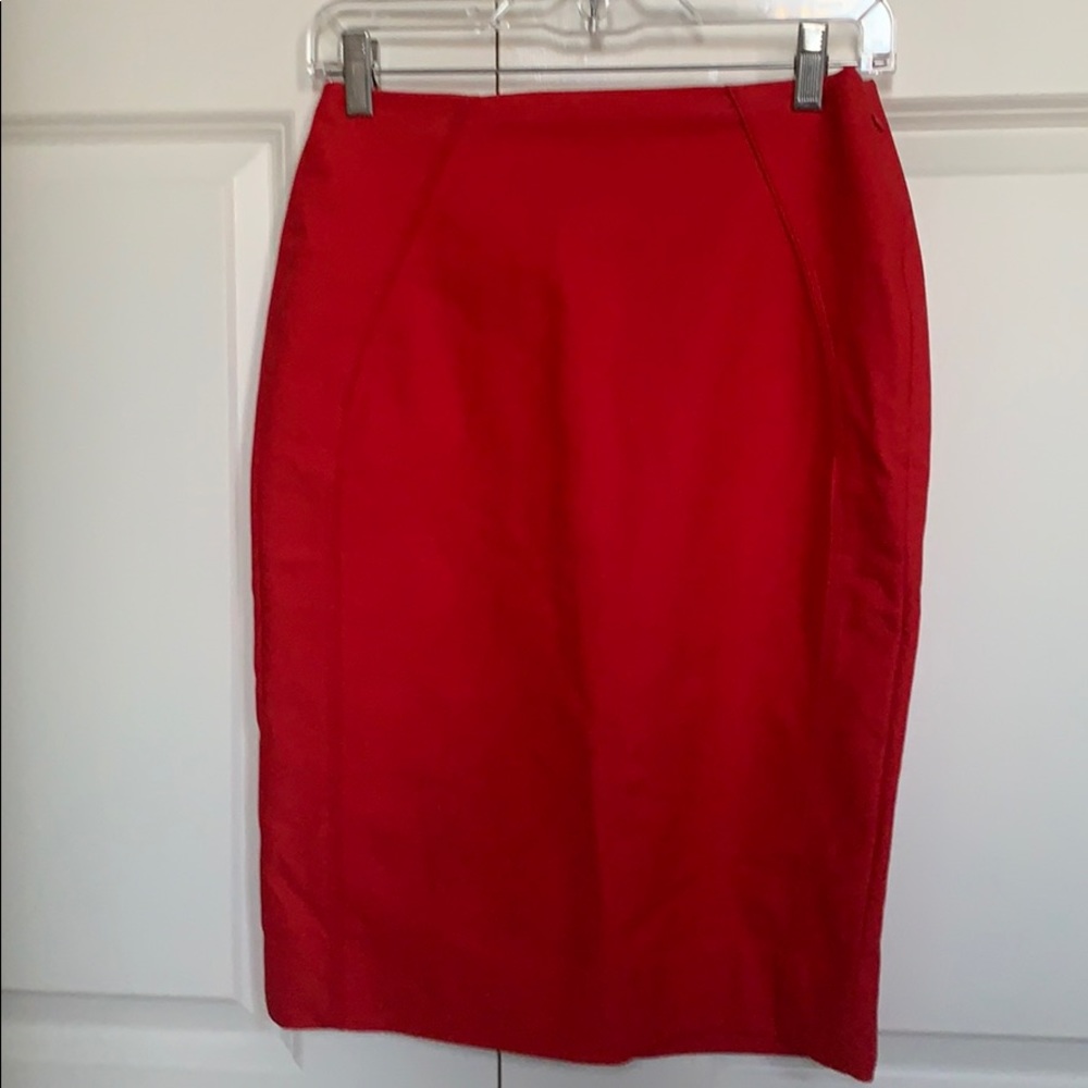 Red Mid Length pencil skirt